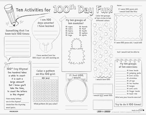 Really Good Stuff 100th Day Ready-to-Decorate Activity Posters - 24 Pack