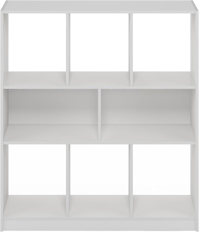 Furinno DALY Book Shelf, 8-Cube Bookshelf, Horizontal Cube Storage Organizer Bookcase, 10.9 x 35.4 x 39.4, for Living Room, Bedroom, Home Office, White