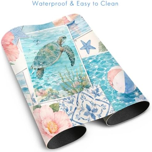 Coastal Sea Turtle Sailboats Desk Mat Small Gaming Mouse Pad
