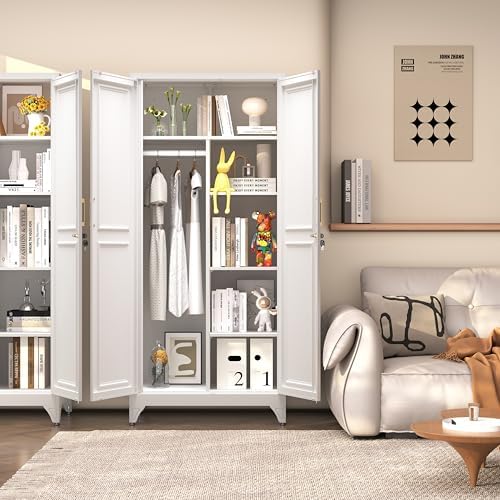 SteeLoong Armoire Wardrobe Closet,71" H Wardrobe Cabinet with Hanging Rod