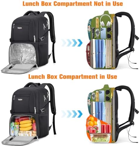 Insulated Lunch Backpack Fit 17" Laptop with Cooler Compartment