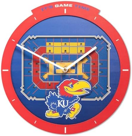 YouTheFan NCAA Kansas Jayhawks StadiumView 3D Wall Clock