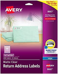 Avery® Printable Return Address Labels, 0.5" x 1.75", Matte Clear, 2,000 Blank Mailing Labels (08667)