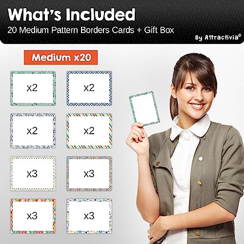 Attractivia Dry Erase Magnetic Labels 3.7 x 2.8 in, Pattern Borders, Medium Dry Erase Magnets, 20-Pack, Colored Erasable Write-On All-Purpose Labels, for Office, Education, Home, Whiteboard