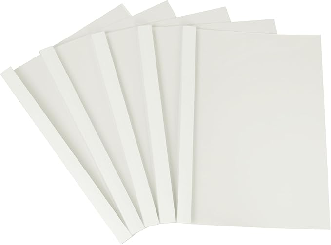 RAYSON Thermal Binding Covers, Letter Size White Binding Presentation Cover, Mixed Spines Size 1/16in, 1/8in, 3/16in, 1/4in, 1/2in Multi-Pack of 25