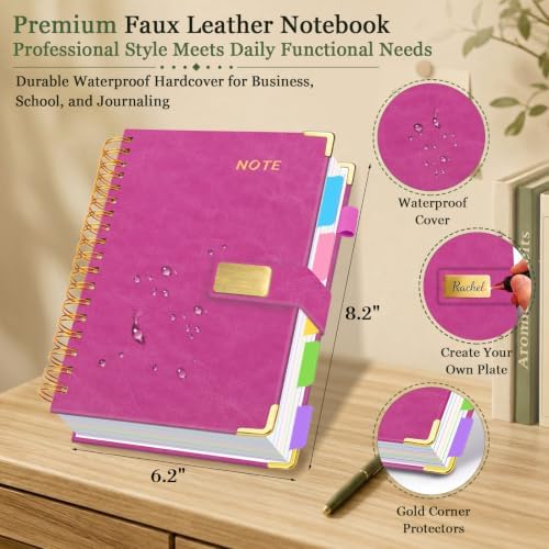 5 Subject Spiral Notebook with Pockets Dividers, 6.2''x8.2'' 300 Pages