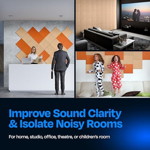 Acoustic Panels 12-Pack Soundproof Wall Panels 12"X12"X0.4" Sound Panels High Density Sound Dampening Panels - [Soft Camel Square]