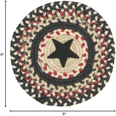 Homespice Gloucester Braided Trivets for Primitive Decor, Round 8" Set of 6