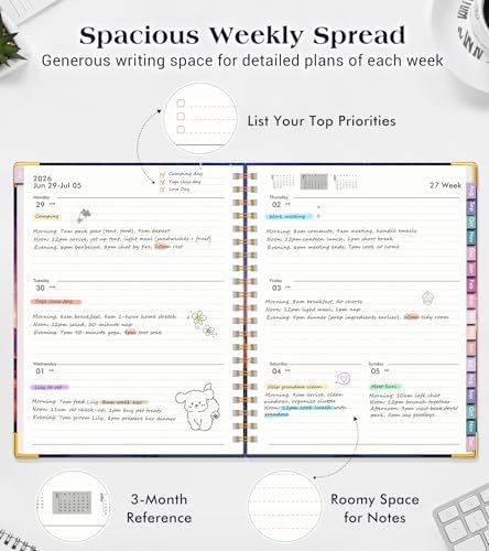 Academic Planner 2026-2027, 18 Months Weekly and Monthly Hardcover Planner, July 2026 - December 2027, 8.5" x 11" A4 Large Daily Calendar Planner Book with Tabs, Spiral College School Agenda Organizer for Student Teacher, Starfall Range