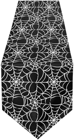 ALAZA Double-Sided Halloween Spider Web Black Table Runner 14x108 Inches Long,Table Cloth Runner for Wedding Birthday Party Kitchen Dining Home Everyday Decor