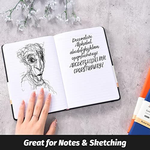 SUIN 6 Pack A5 Hardcover Lined Journal Notebooks, 200 Pages, Black
