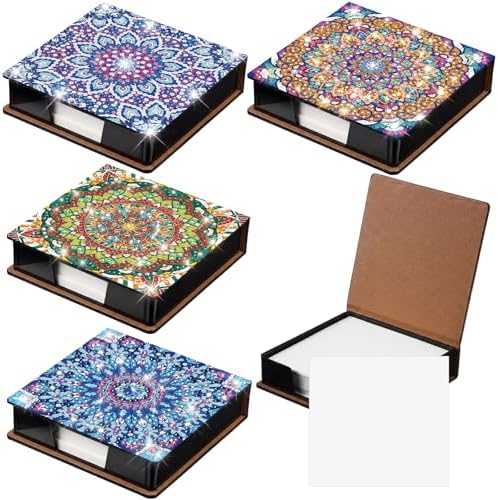 Saillong 4 Pcs Christmas Mandala Diamond Art Note Box Diamond Painting Box