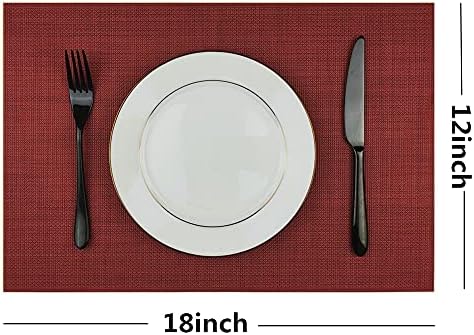 WAZAIGUR Placemats Crisscross Woven Vinyl Place Mats Set of 6 Red