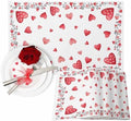 Valentine's Day Placemats Set of 4, Red Love Heart Place Mats Washable Dining Table Mats Wedding Anniversary Party Valentines Decor for Kitchen&Linens Outdoor Indoor, Romantic Pink White