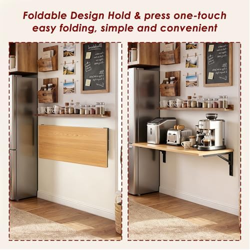 Need 36x20IN Wall Mounted Folding Table for Office Laundry Teak