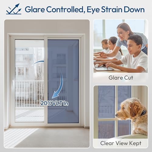 rabbitgoo Window Tint, One Way Privacy Film, Blue Silver, 17.5" x 78.7"