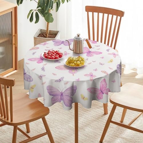 Pink Butterfly Tablecloth, Colorful Watercolor Purple Butterfly Table Cover for Home Kitchen Dining Room Indoor Outdoor Picnic Holiday Party Decor, 50x50in