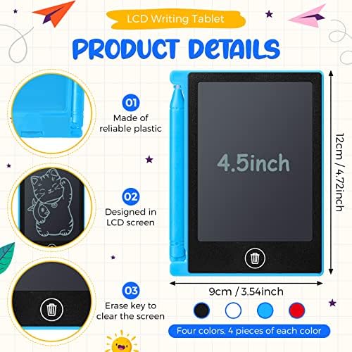 Nezyo 16 Pack 4.5 Inch Mini LCD Writing Tablet for Kids,Mix Colors