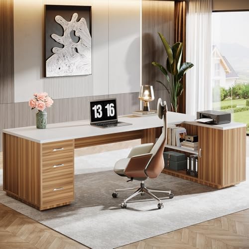 Tribesigns 86" L-Shaped Executive Office Desk, Extra Large Home Office Desk