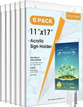 MaxGear Acrylic Wall Mount Sign Holder, 11 x 17 Vertical, 6 Pack