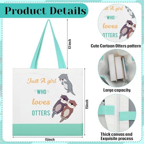 Back to School Stationery Sea Otter Birthday Gift Set 16 oz Party Favors Glass Cup Canvas Bag A5 Journal Notebook Ballpoint Pens Leather Bookmarks Sticky Notes Highlighters for Otter Lovers