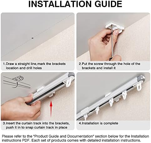 SOLOKOS 33-59 in Adjustable Ceiling Curtain Track, Room Divider, White
