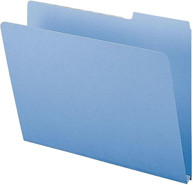Smead Pressboard File Folder, 1/3-Cut Tab, 1" Expansion, Letter Size, Blue, 25 per Box (21530)