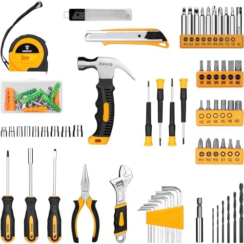 DEKOPRO Tool Set：Tool Kit with 8V Cordless Drill,Tool Box with Drill,Hand Drill Set for Men & Women,Home Tool Kits for House Repair,Handyman,DIY 126 Piece
