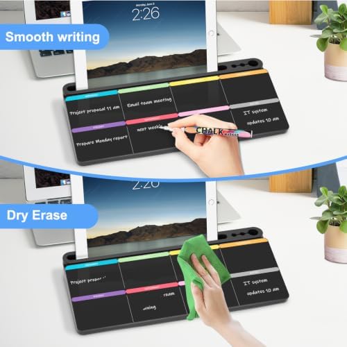 Desktop Glass Whiteboard with Storage, Weekly Calendar Desk White Board