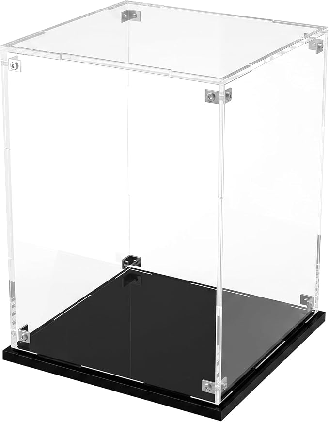 Clear Acrylic Display Case for Collectibles Display 6x6x10 Inch | Removable Countertop Storage Box Organizer Stand Riser, Self Assembly Dustproof Protection Display Box for Figures Models