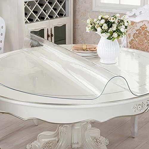 RostiKong 72 Inch Clear Round Table Cover Protector Transparent Circle Table Protector Plastic Vinyl Table Pad Wood Furniture Protector Pad Desk Top Mat for Wood Office Glass Garden Dining Room Table