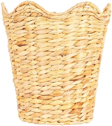 Household Essentials Woven Wastebin with Scalloped Edge, Natural