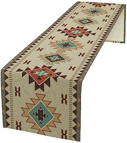 Aztec Southwest Table Runner,Ethnic Geometric Table Runners Dresser Scarves Table Setting Decor for Garden Farmhouse Wedding Party Holiday Dinner Home 13x36 Inch