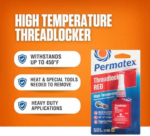 Permatex 27200 Hiigh Temperature Threadlocker Red, 10 ml