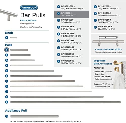 Amerock 3" Bar Pulls Sterling Nickel Drawer Pull