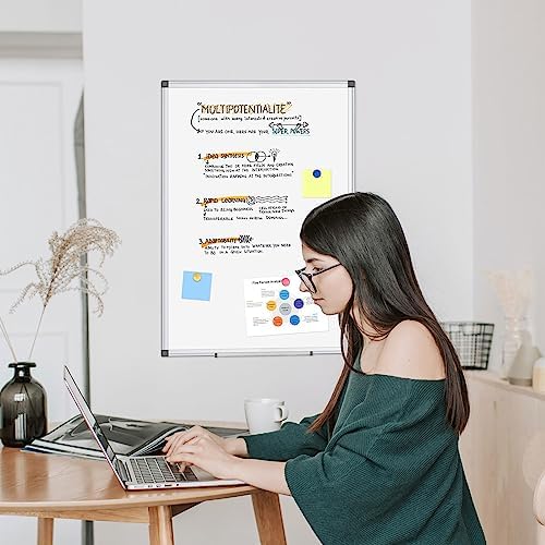 Double-Sided White Board Dry Erase Magnetic Whiteboard Wall 18x12 Silver