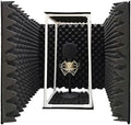 TroyStudio Large Microphone Isolation Shield, Foldable Vocal Booth Reflection Filter, 2 Inches Thick Acoustic Foam Panel Music Sing Podcast Recording Studio Adjustable Sound Box for Desk & Laptop