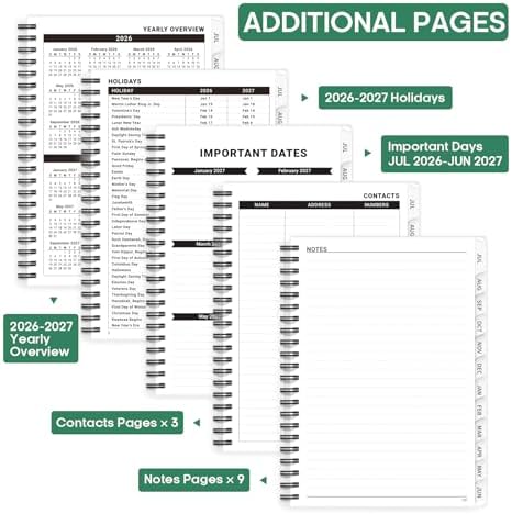 Planner 2026-2027, Weekly & Monthly Academic Calendar, Jul 2026 – Jun 2027