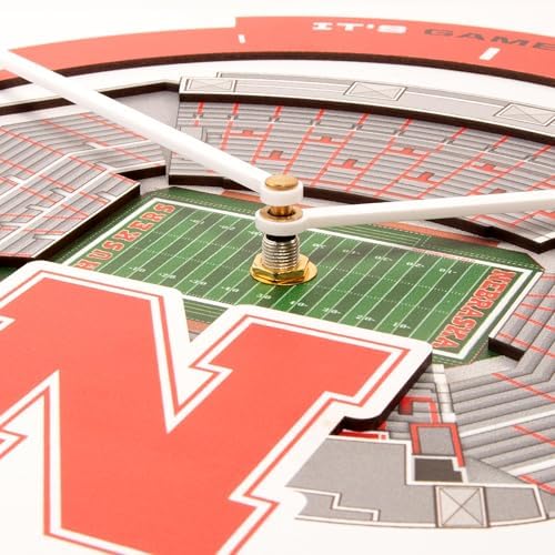 YouTheFan NCAA Nebraska Cornhuskers StadiumView 3D Wall Clock