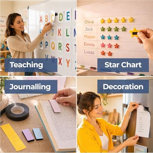 Kraftex Magnetic Tape: 3.5ft x 1/2" Magnetic Strips with Adhesive Backing. Sticky, Flat Magnets for Crafts, Magnet Labels & Stickers. Magnets with Adhesive Backing Great for Home, School and Office