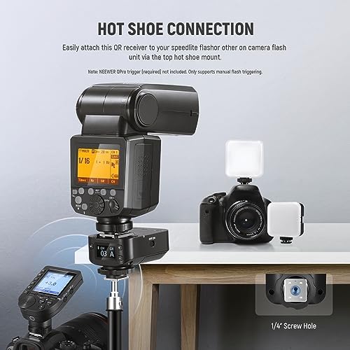 NEEWER QR 2.4G Wireless Flash Receiver for NEEWER QPRO-C, QPRO-N, QPRO-S Triggers, Single Contact with 2.5mm Sync Port, Hot Shoes, 1/4" Thread, Compatible with Godox Yongnuo NEEWER Vision4 S101 NW700
