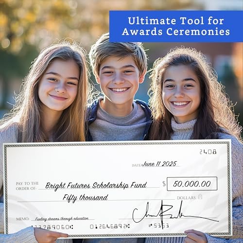 Giant Check (38 x 16 inches - X-Large Size) - Big Checks for Presentations, Awards, Donations, Ceremonies and Events