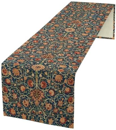 William Morris Floral Table Runner Vintage Flowers Strawberry Thief Table Runner for Dining Table Decor 13 x 70 Inch