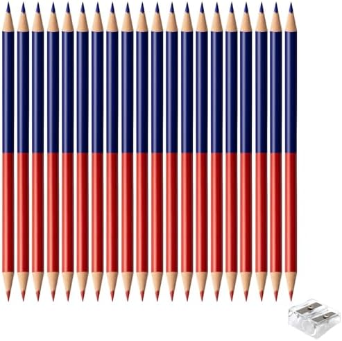 20 PCS Checking & Grading Pencils, Red and Blue Double Ended Erasable Pencils with Sharpeners, Pre-Sharpened #2 HB Back to School Supplies for Teachers, Testing, Office & Map Marking(20)