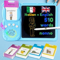 Writing Tablet with Bilingual Flash Cards for Kids, Italian Blue