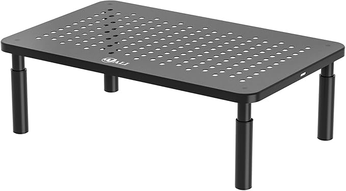 WALI Dual Monitor Stand for Desk, Adjustable Laptop Riser, up to 44 lbs | Monitor Riser Under-Desk Storage, Fits Monitors, Computer, Printers, for Home, Office, School (STT003-2), 2 Pack, Black