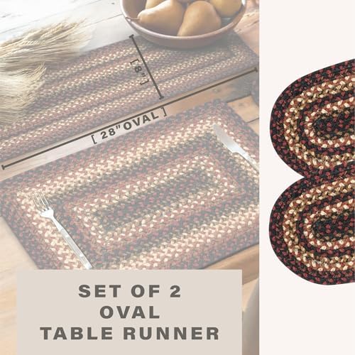 Homespice Prescott Jute Braided Table Runner, Oval 8x28 Set of 2