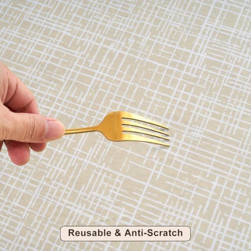LIBERECOO Heavy Duty Vinyl Tablecloth with Flannel Backing Waterproof Oil-Proof Plastic Table Cloth Stain-Resistant Wipeable Rectangle or Square Table Cover for Indoor and Outdoor 60 x 102 Inch