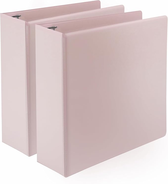 Samsill Plant-Based 3 Inch Durable D-Ring, View Binder, Eco-Friendly, USDA Certified Biobased, Rose, 2 Count (Pack of 6)