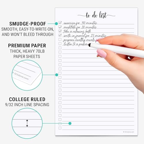 321Done To Do List Notepad, 5.5x8.5 Inches, 50 Sheets, College Ruled